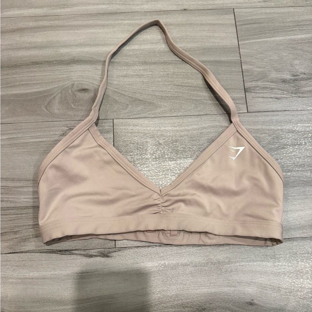 Gymshark Minimal Halter Sports Bra - Beige
